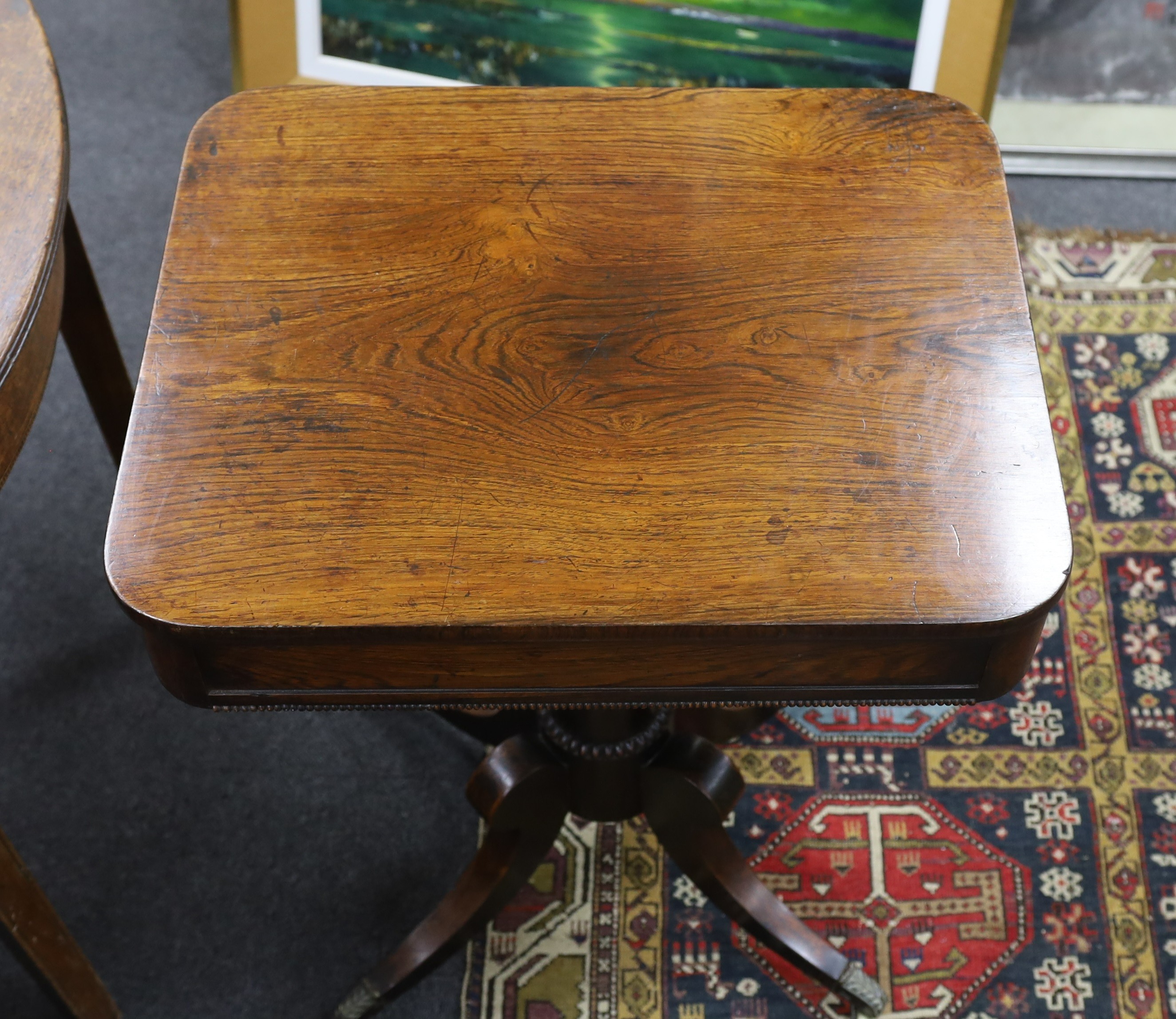 A Regency rectangular rosewood side table, width 56cm, depth 45cm, height 72cm